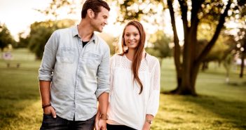 man and woman walking together