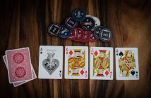 poker cards and chips on table