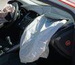 interior of car with airbags released