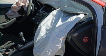 interior of car with airbags released