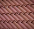 close-up of brown tiles on roof