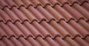 close-up of brown tiles on roof