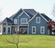 blue house with white trim