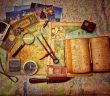 brown wooden scissors and book