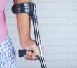 close-up of arm in crutches