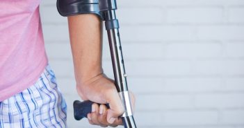 close-up of arm in crutches