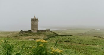 Ireland countryside with small castle