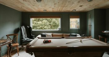 pool table in room with windows