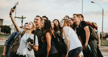 college students doing a group selfie