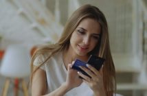 pretty woman using smartphone apps
