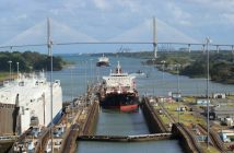 ship going through Panam canal