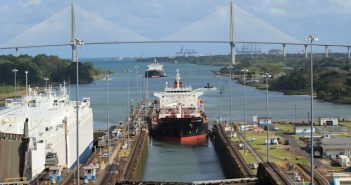 ship going through Panam canal
