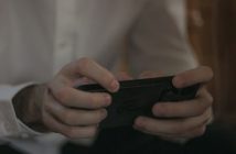 man holding smartphone