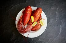 lobster dinner with lemons
