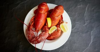 lobster dinner with lemons
